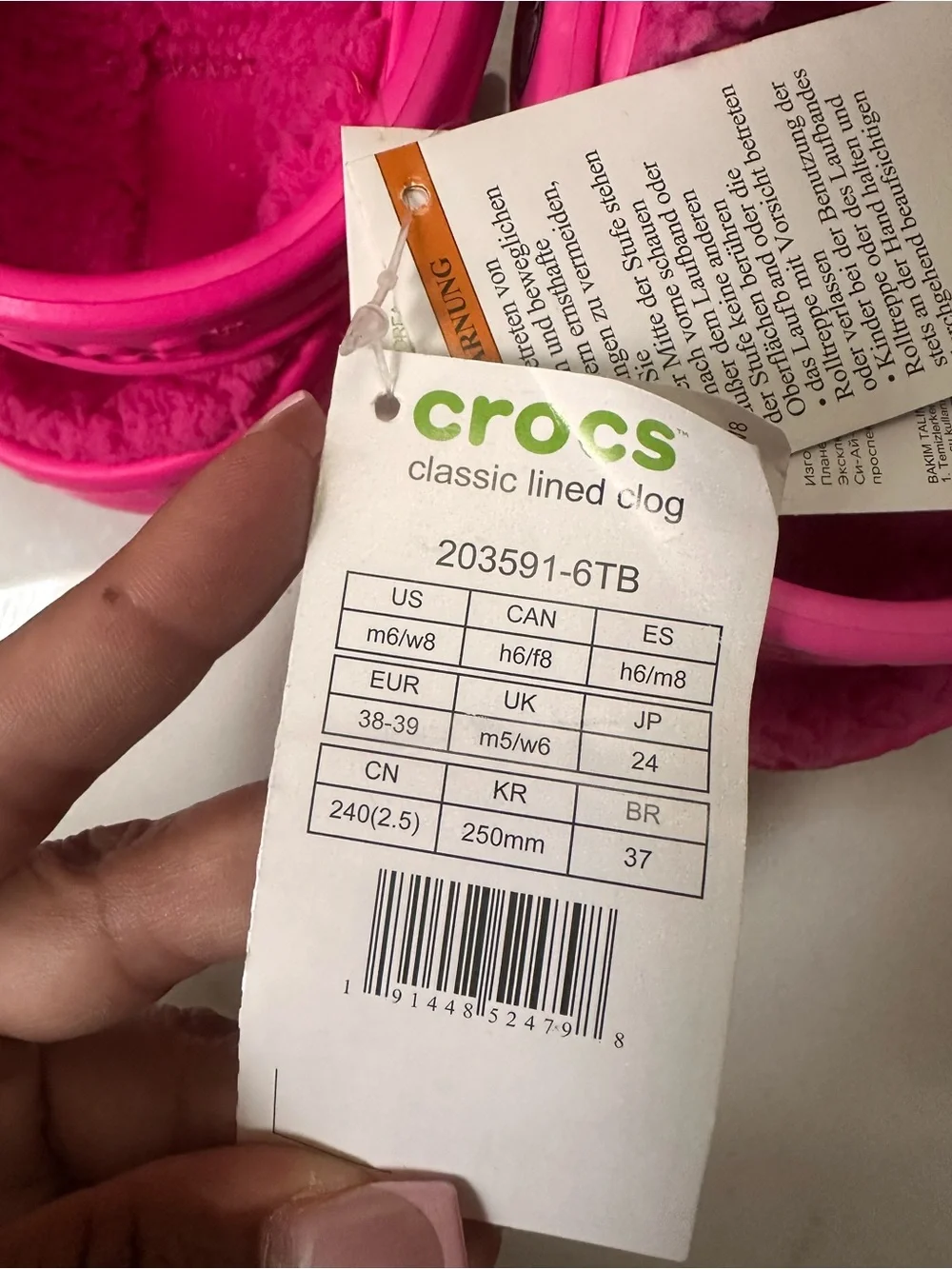 CROCS Kids Bright Pink Fuzzy-Lined Clogs with Charm Pins